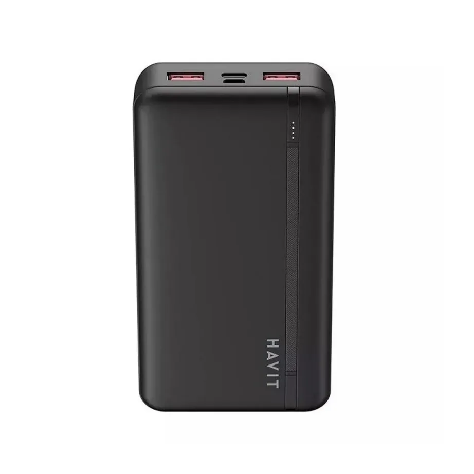 Havit PB92 20000mAh must LiPo akupank, 2x USB-A, USB-C, Micro-USB, LED-indikaator, 137x70x27mm – 3