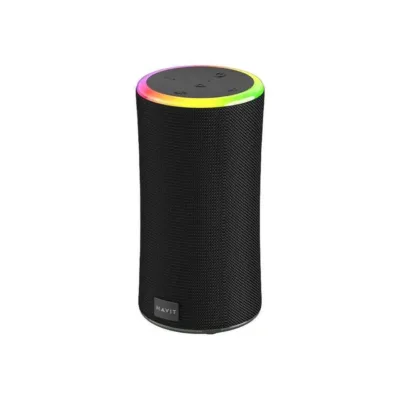 Havit SK833BT 20W must IPX6 veekindel Bluetooth 5.3 kaasaskantav stereokõlar RGB taustvalguse ja TWS-funktsiooniga, 2000 mAh aku, 102x102x200 mm