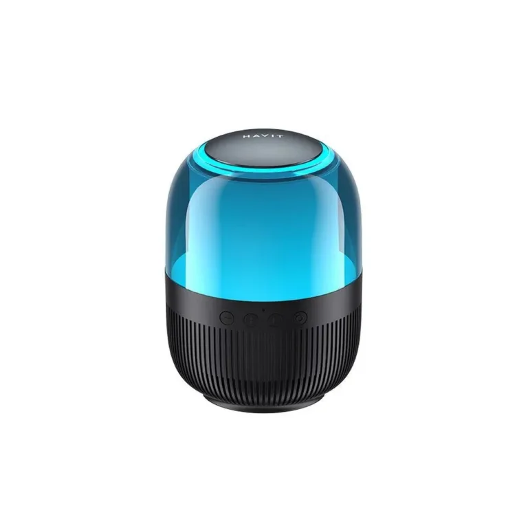 Havit SK889BT 7W Bluetooth 5.3 kaasaskantav must stereo kõlar RGB taustvalgustusega, 1500 mAh aku, TWS, 100x100x138 mm
