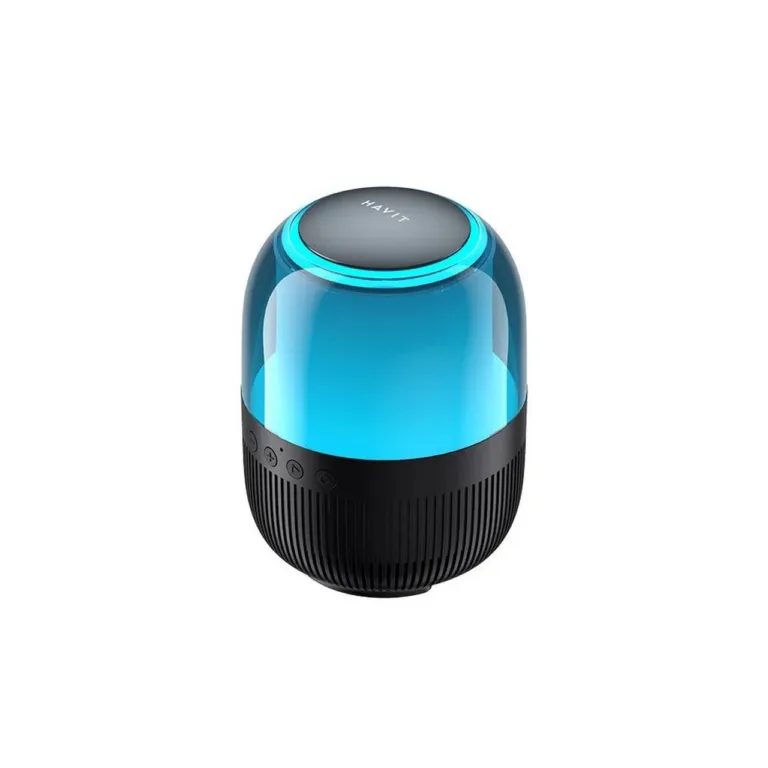 Havit SK889BT 7W Bluetooth 5.3 kaasaskantav must stereo kõlar RGB taustvalgustusega, 1500 mAh aku, TWS, 100x100x138 mm