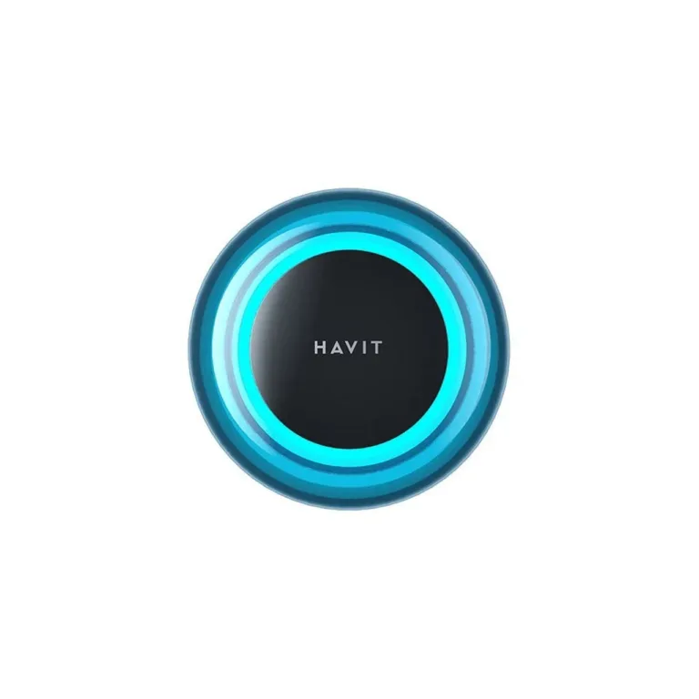 Havit SK889BT 7W Bluetooth 5.3 kaasaskantav must stereo kõlar RGB taustvalgustusega, 1500 mAh aku, TWS, 100x100x138 mm
