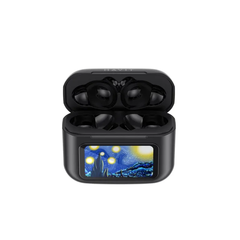 Havit TW956 mustad TWS Bluetooth 5.4 in-ear juhtmevabad kõrvaklapid, 7 h taasesitusajaga, laadimiskarbiga ja mikrofoniga