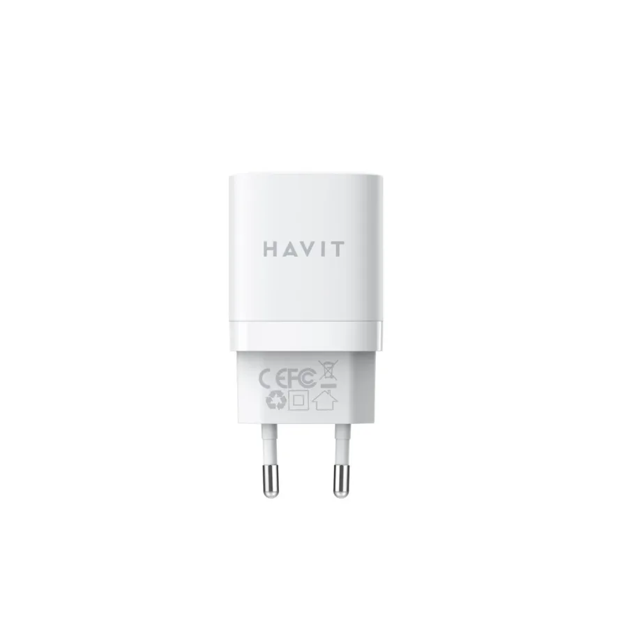Havit UC30 EU 33W valge GaN kahe USB-laadijaga kiirlaadija, 1x USB-C, 1x USB-A, ülepinge- ja ülekuumenemiskaitse - 2