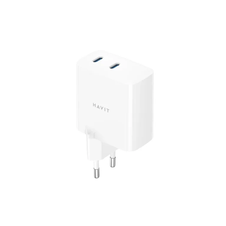 Havit UC45 EU 45 W valge GaN kahe USB-C pordiga kiirlaadija nutiseadmetele