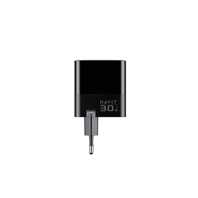 Havit UCLE001 EU 30W must GaN kiirlaadijaga USB-C ja 2x USB-A seinalaadija ülepinge- ja ülekuumenemiskaitsega