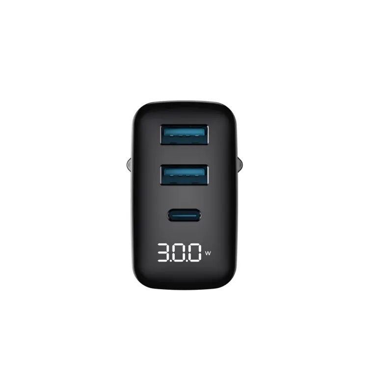 Havit UCLE001 EU 30W must GaN kiirlaadijaga USB-C ja 2x USB-A seinalaadija ülepinge- ja ülekuumenemiskaitsega