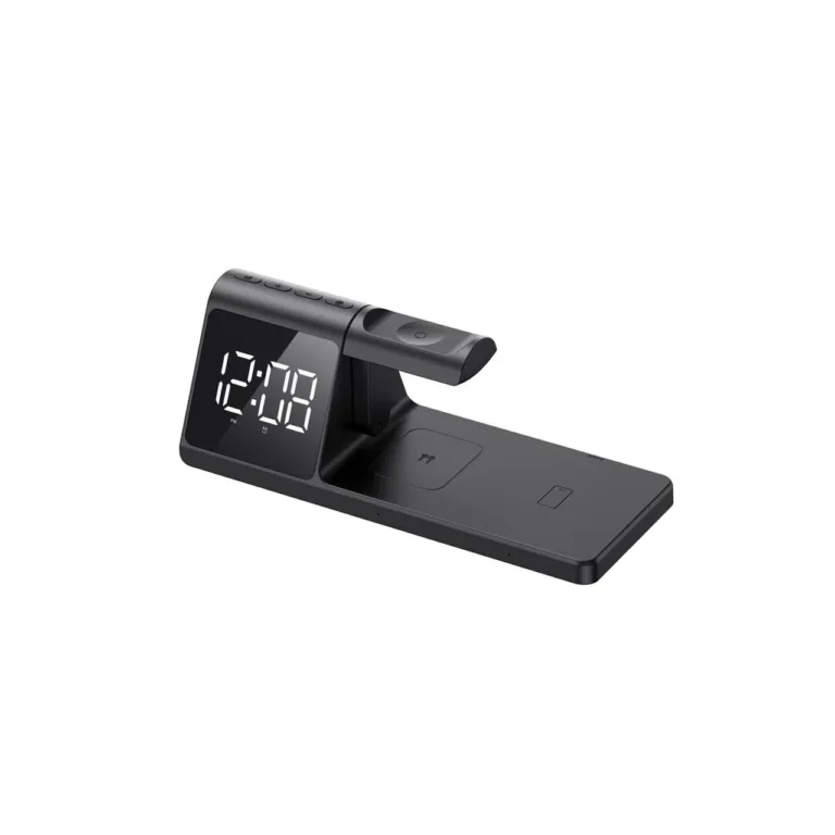 Havit W3042 15W must 3-ühes juhtmevaba laadimisjaam äratuskella ja öövalgusega, 215x86x80 mm