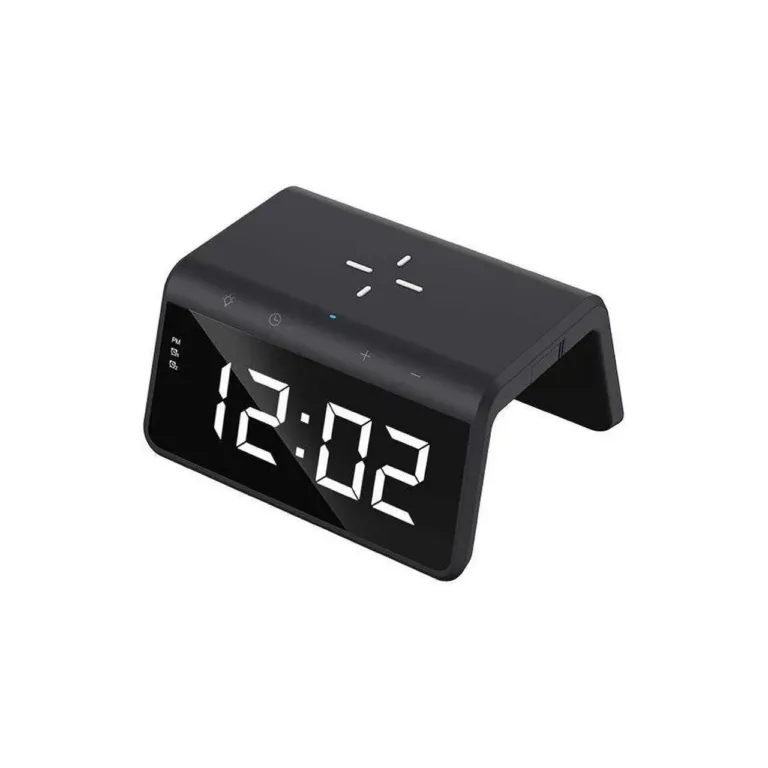 Havit W320 must 15W 6-ühes juhtmevaba laadija äratuskellaga, LED-ekraan, RGB-taustavalgus ja äratuskell, 145x116x73 mm