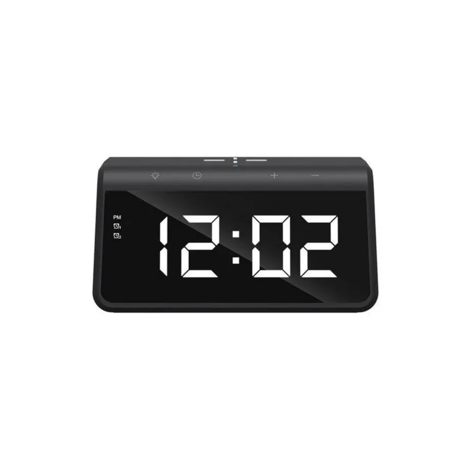 Havit W320 must 15W 6-ühes juhtmevaba laadija äratuskellaga, LED-ekraan, RGB-taustavalgus ja äratuskell, 145x116x73 mm