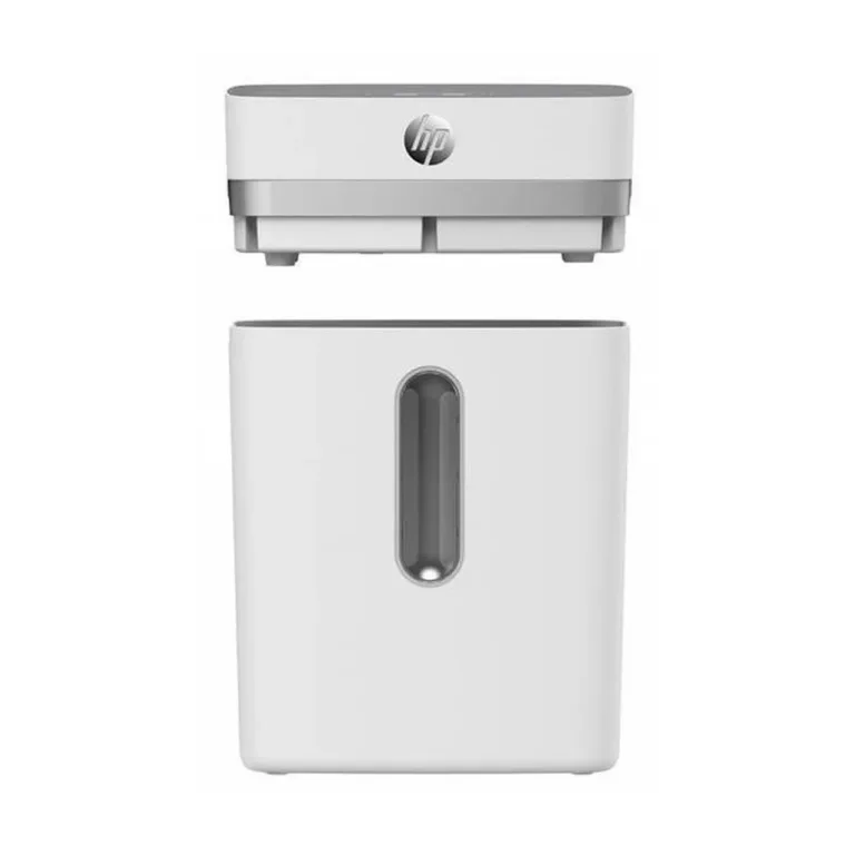 Hewlett-Packard HP ONESHRED 12CC 23L 12-leheline mikrolõikega paberihunt, P-4 turbe, 4x35 mm, käsitsitoitega, kirjaklambrite ja krediitkaartide hävitusvõimalusega, helehall