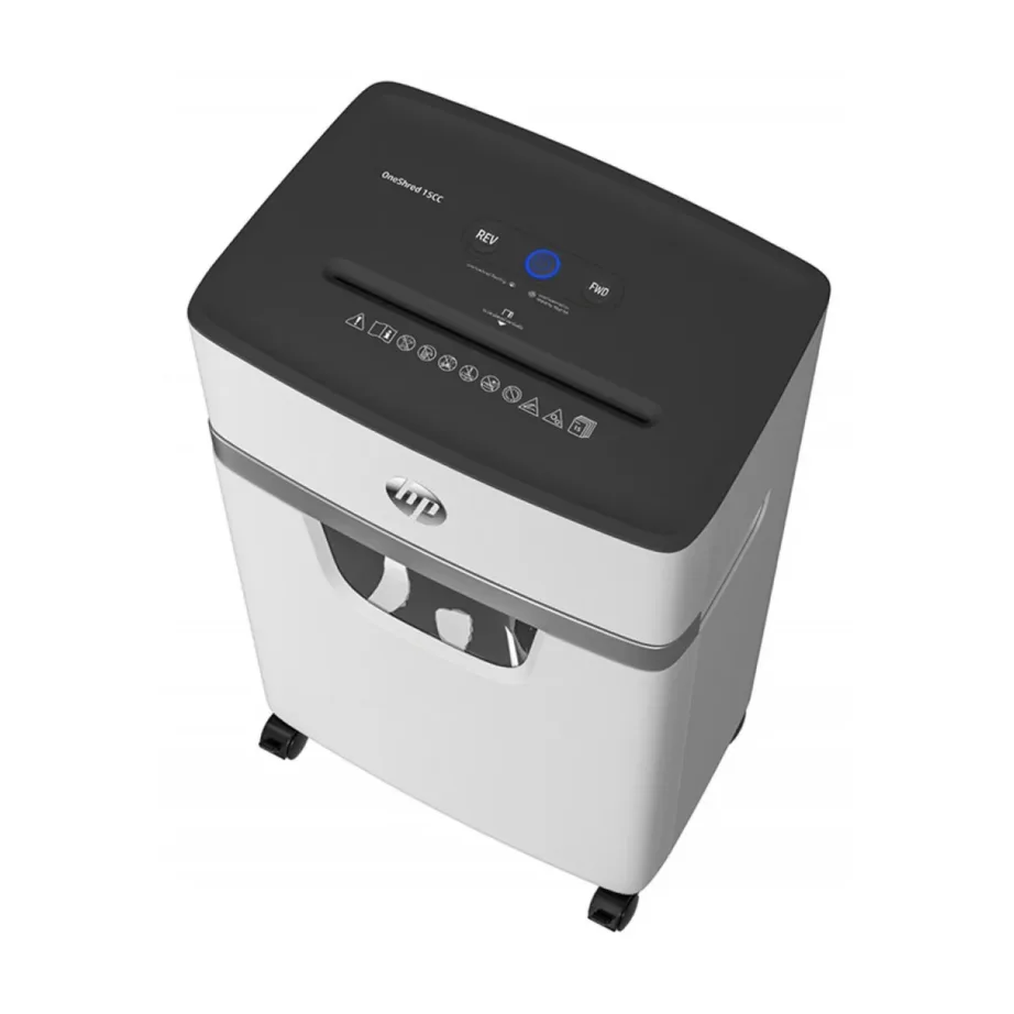 Hewlett-Packard HP OneShred 15CC 20L micro-cut paberipurustaja 15 lehele, 4×35 mm, valgushall, rullikutega - 5