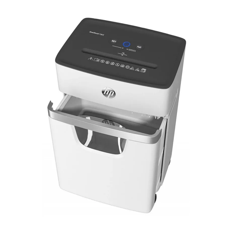 Hewlett-Packard HP OneShred 15CC 20L micro-cut paberipurustaja 15 lehele, 4×35 mm, valgushall, rullikutega - 6