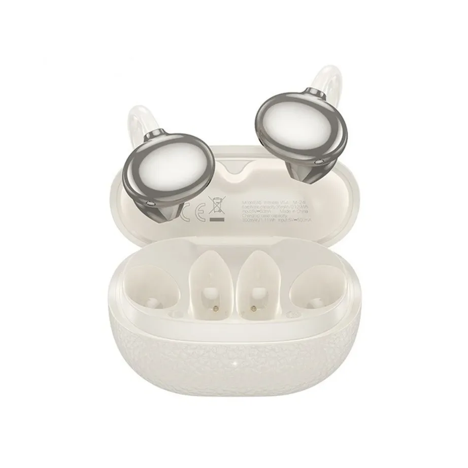 Hoco EA5 DUKE III valged juhtmevabad avatud disainiga Bluetooth 5.4 kõrvaklapid laadimiskarbi ja mikrofoniga, 6 h kõneaeg, Apple Siri tugi – 2