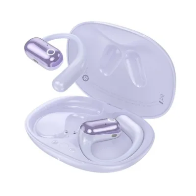 Hoco EA6 Bluetooth 5.4 avatud disainiga juhtmevaba peakomplekt, lilla, laadimiskarbiga, muusika ja kõnede jaoks