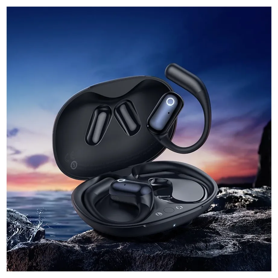 Hoco EA6 mustad open-ear Bluetooth 5.4 juhtmevabad kõrvaklapid laadimiskarbiga, 6–10 tundi kõneaega, mikrofoniga – 3