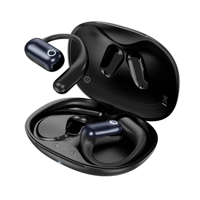 Hoco EA6 mustad open-ear Bluetooth 5.4 juhtmevabad kõrvaklapid laadimiskarbiga, 6–10 tundi kõneaega, mikrofoniga