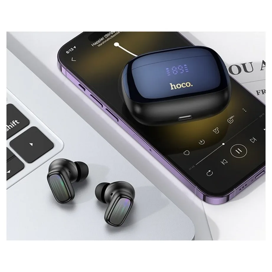 Hoco EQ20 mustad Bluetooth 5.4 juhtmevabad in-ear kõrvaklapid ANC, 7h kõneaeg, laadimiskarbiga - 4