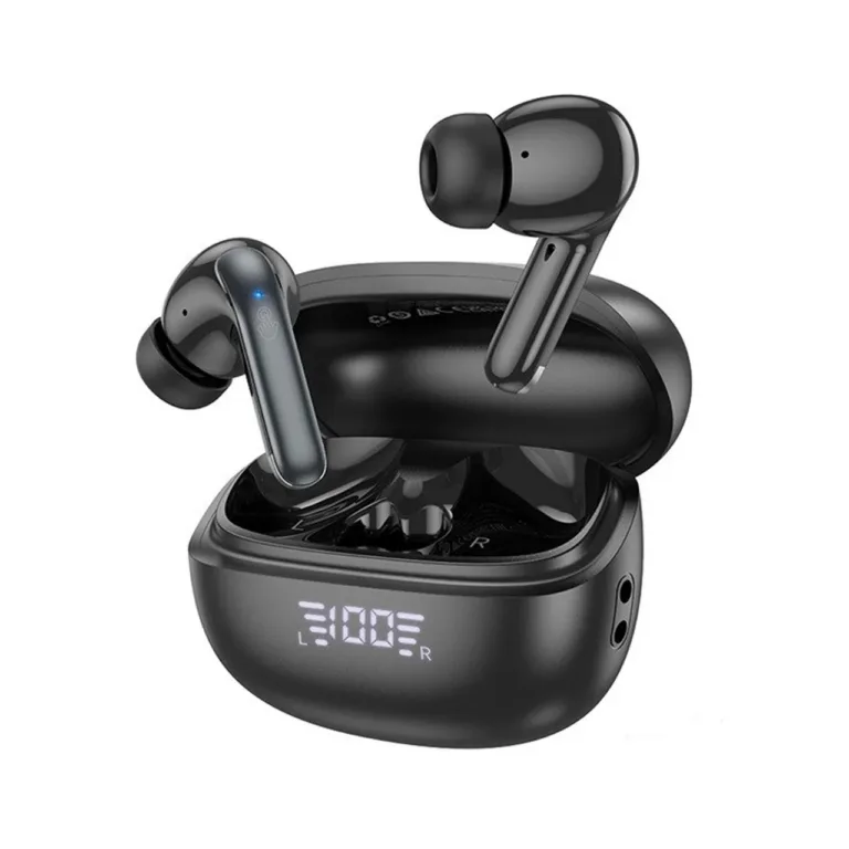 Hoco EQ5 5.3 Bluetooth mustad in-ear juhtmevabad kõrvaklapid aktiivse mürasummutusega, laadimiskarbiga, 7 tundi kõneaega
