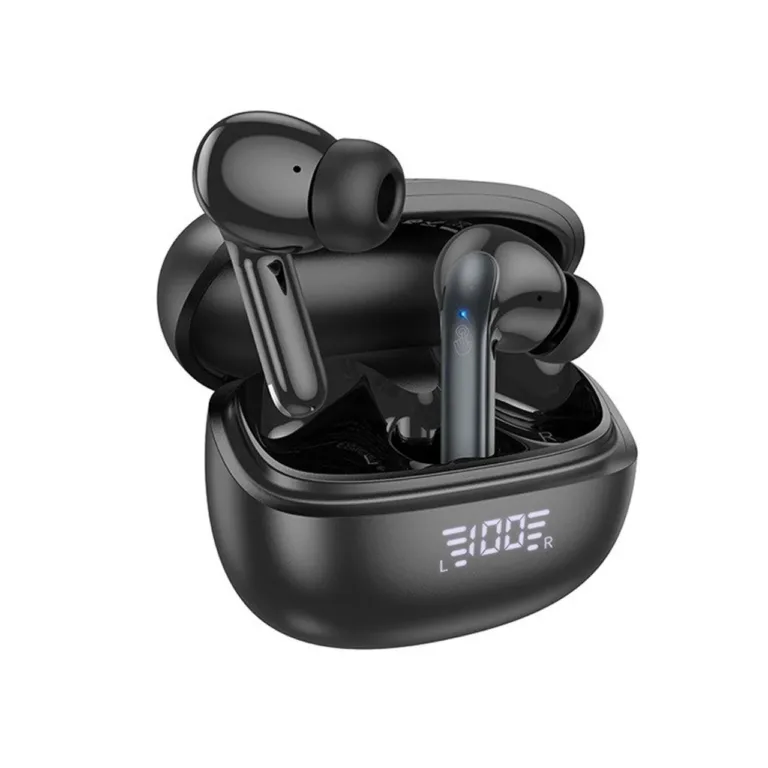 Hoco EQ5 5.3 Bluetooth mustad in-ear juhtmevabad kõrvaklapid aktiivse mürasummutusega, laadimiskarbiga, 7 tundi kõneaega