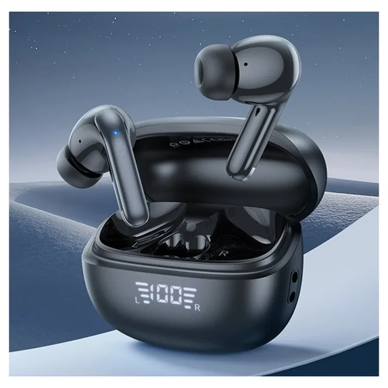 Hoco EQ5 5.3 Bluetooth mustad in-ear juhtmevabad kõrvaklapid aktiivse mürasummutusega, laadimiskarbiga, 7 tundi kõneaega