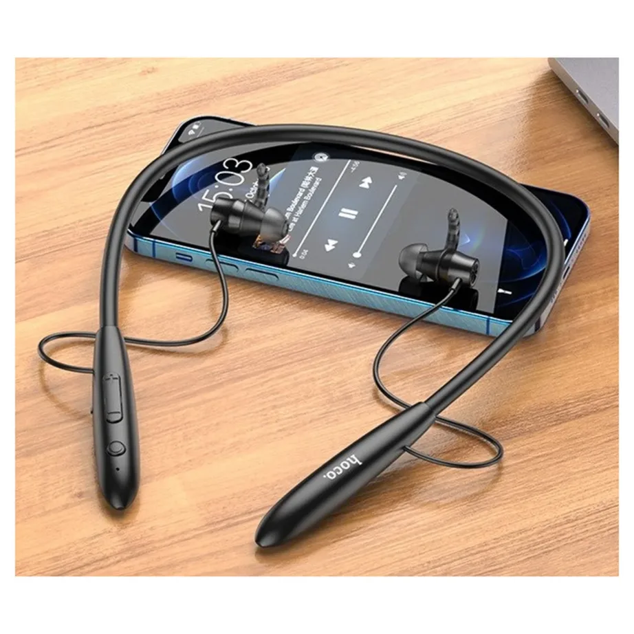 HOCO ES61 mustad Bluetooth 5.1 juhtmevabad in-ear spordikõrvaklapid kaelarihmaga, 20 h aku, muusika- ja kõnede jaoks – 3