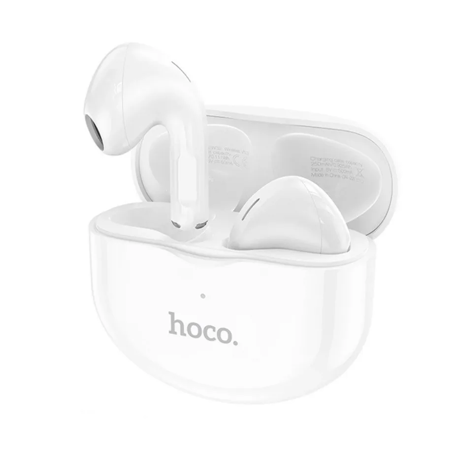Hoco EW35 valged Bluetooth 5.3 in-ear juhtmevabad kõrvaklapid kõnedele ja muusika kuulamiseks laadimiskarbiga – 4