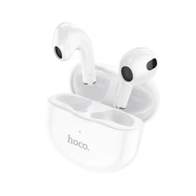 Hoco EW35 valged Bluetooth 5.3 in-ear juhtmevabad kõrvaklapid kõnedele ja muusika kuulamiseks laadimiskarbiga