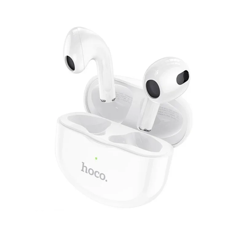 Hoco EW35 valged Bluetooth 5.3 in-ear juhtmevabad kõrvaklapid kõnedele ja muusika kuulamiseks laadimiskarbiga