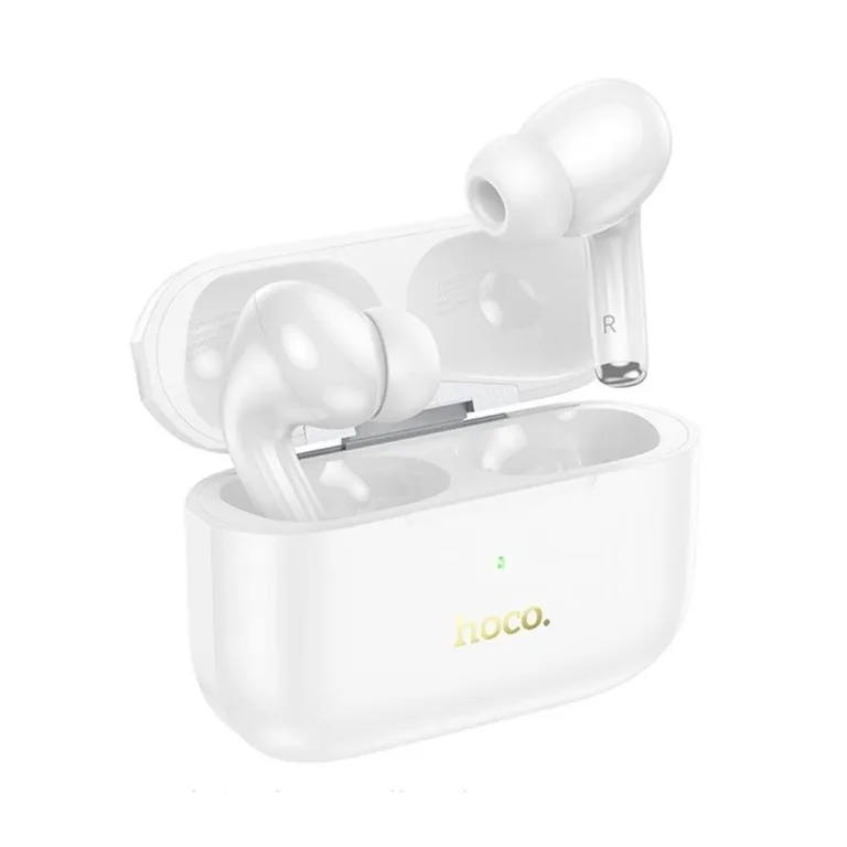 Hoco EW56 Plus valged in-ear juhtmevabad Bluetooth 5.3 aktiivse mürasummutusega kõrvaklapid laadimiskarbiga, kõnedeks ja muusikaks