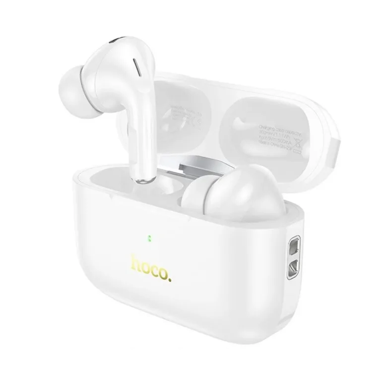 Hoco EW56 Plus valged in-ear juhtmevabad Bluetooth 5.3 aktiivse mürasummutusega kõrvaklapid laadimiskarbiga, kõnedeks ja muusikaks