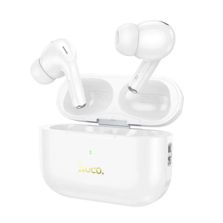 Hoco EW56 Plus valged in-ear juhtmevabad Bluetooth 5.3 aktiivse mürasummutusega kõrvaklapid laadimiskarbiga, kõnedeks ja muusikaks