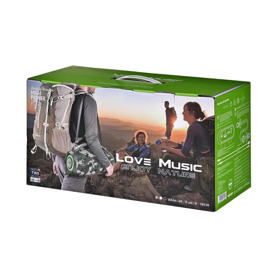 HOCO HA4 40W kaasaskantav roheline moro Bluetooth-kõlar, 4500 mAh aku, FM, USB, TF, AUX, RGB valgus, käepidemega, 351x146x182 mm – 11