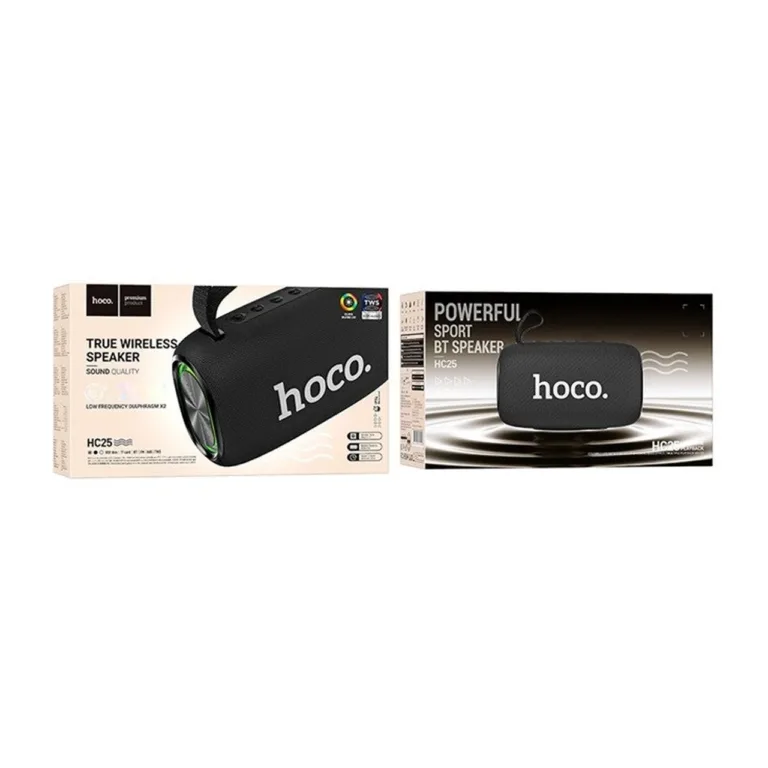 HOCO HC25 must juhtmevaba 2x10W kaasaskantav Bluetooth-kõlar FM-raadio, TF-kaardi ja USB-toega, 4000mAh aku, 202x123x86 mm
