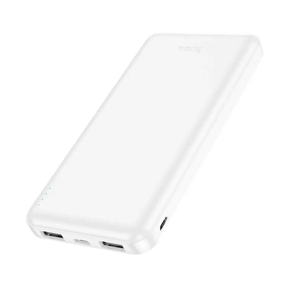 HOCO J100 10000 mAh valge kaasaskantav akupank, Li-Po, 2xUSB, LED-indikaator, 136x68x15 mm, 220 g - 2
