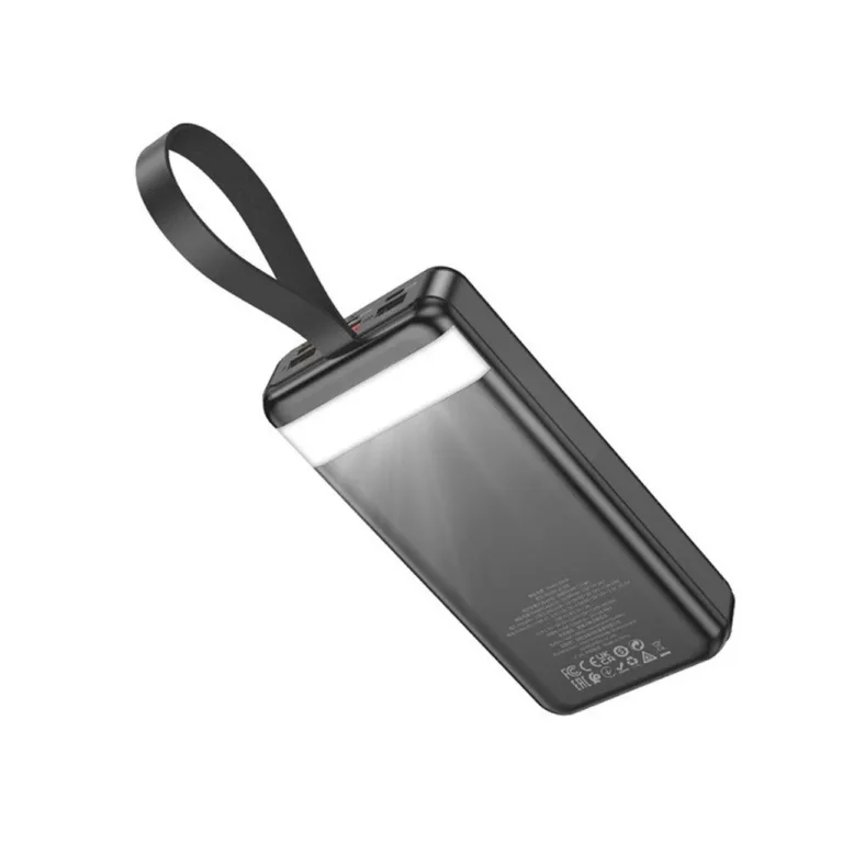 HOCO J123B 30000mAh must liitium-polümeer akupank LED-ekraaniga, USB-A/C, öövalgus, 168x83x33 mm
