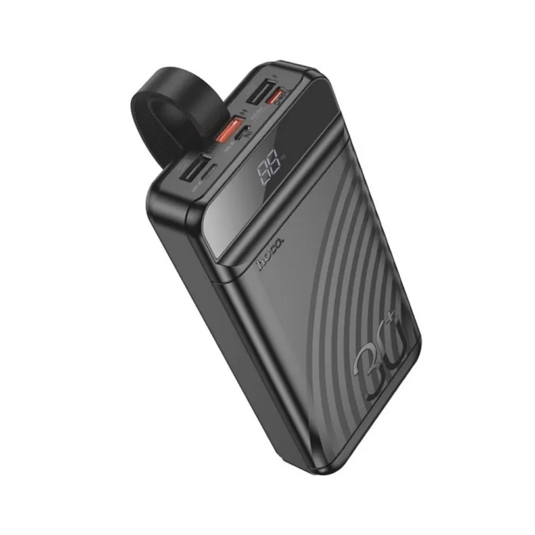 HOCO J123B 30000mAh must liitium-polümeer akupank LED-ekraaniga, USB-A/C, öövalgus, 168x83x33 mm