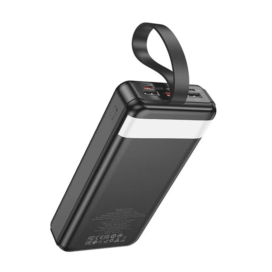 HOCO J123B 30000mAh must liitium-polümeer akupank LED-ekraaniga, USB-A/C, öövalgus, 168x83x33 mm - 6