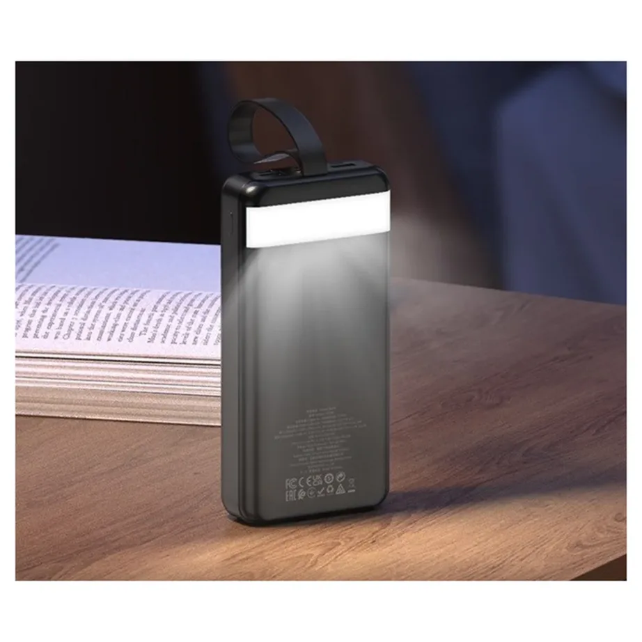 HOCO J123B 30000mAh must liitium-polümeer akupank LED-ekraaniga, USB-A/C, öövalgus, 168x83x33 mm - 7