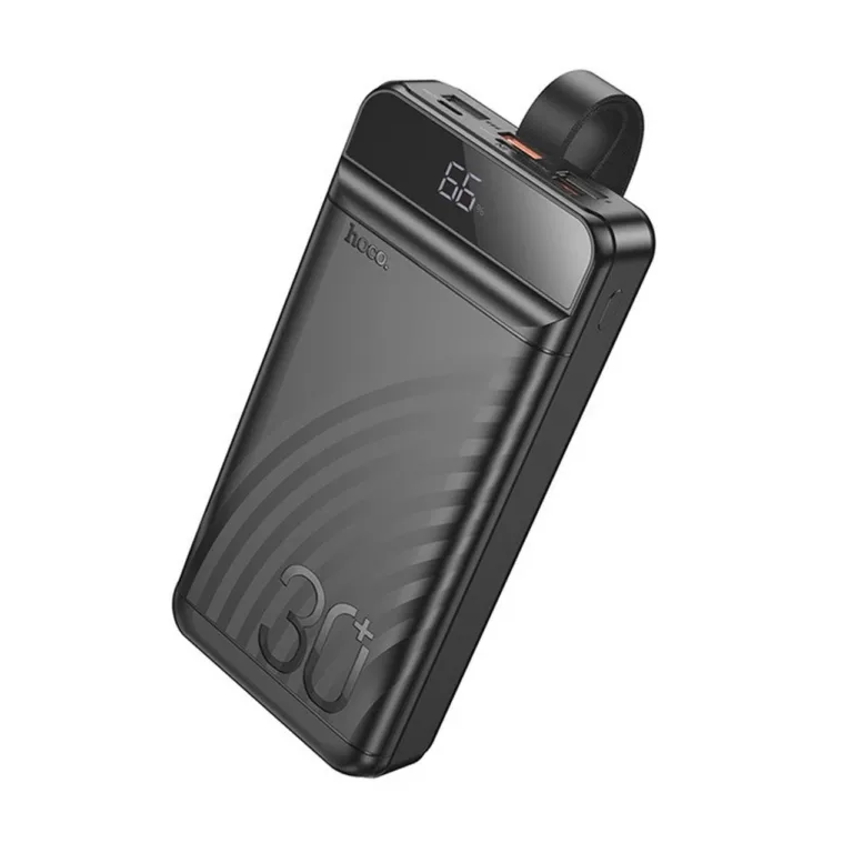 HOCO J123B 30000mAh must liitium-polümeer akupank LED-ekraaniga, USB-A/C, öövalgus, 168x83x33 mm