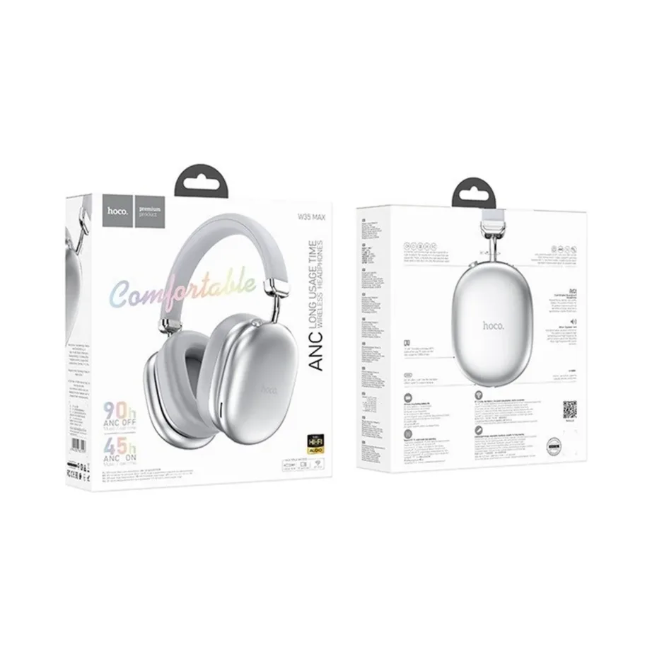 Hoco W35 Max 204x174x82 mm hõbedased ANC Bluetooth 5.4 on-ear juhtmevabad kõrvaklapid kuni 90 h kasutusaega – 4