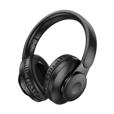 Hoco W45 46h Bluetooth 5.3 mustad on-ear juhtmevabad kõrvaklapid mikrofoniga, AUX ja USB-C