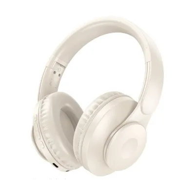 Hoco W45 5.3 Bluetooth 46h akuga valged on-ear juhtmevabad kõrvaklapid mikrofoniga ja AUX-sisendiga