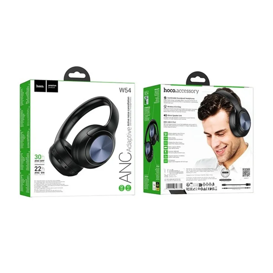 Hoco W54 5.4 Bluetooth ANC 30h mustad ear-hook juhtmevabad kõrvaklapid mikrofoniga – 4