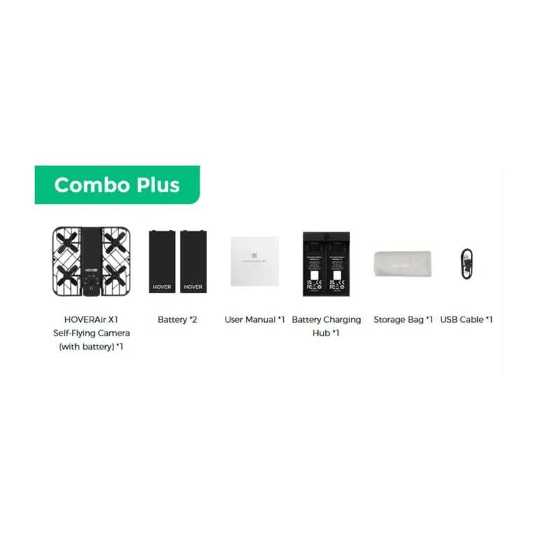 HOVERAir X1 SP03H020 must 12MP 2.7K kaameraga kokkupandav mini-droon 32GB WiFi-ga, 3 akuga