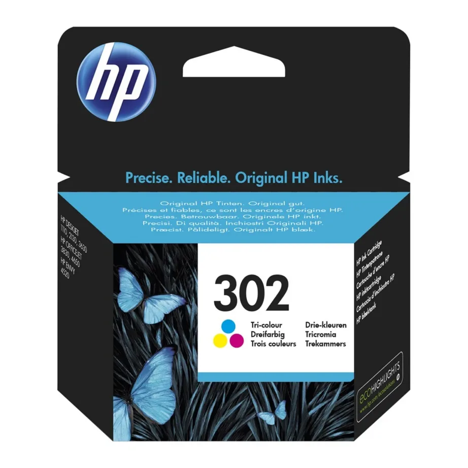 HP 302 F6U65AE 4 ml kolmevärviline originaal tindikassett DeskJet, Envy, OfficeJet printeritele