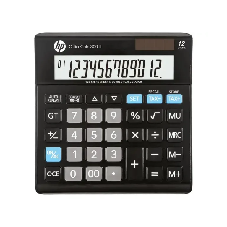 HP HPKOC300II must 12-kohaline lauakalkulaator, 158x151x29 mm, patarei/solar, plastist