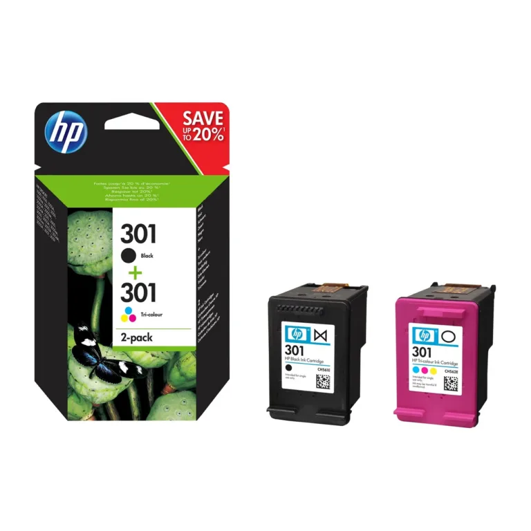 HP N9J72AE 301 must/kolmevärviline originaaltindikassettide multipakk (2 tk, 3 ml, DeskJet/ENVY/OfficeJet printeritele)