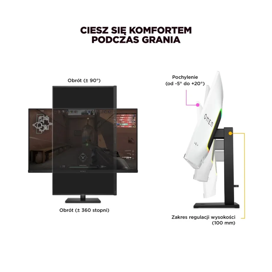 HP OMEN Transcend 9R181E9#ABB 31,5″ 4K UHD OLED 240Hz mängumonitor, FreeSync Premium Pro, KVM, valge - 4
