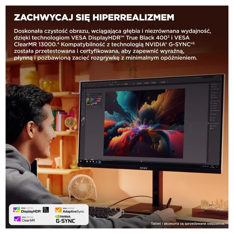 HP OMEN Transcend 9R181E9#ABB 31,5″ 4K UHD OLED 240Hz mängumonitor, FreeSync Premium Pro, KVM, valge - 5