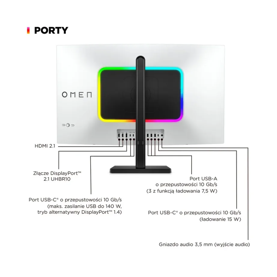 HP OMEN Transcend 9R181E9#ABB 31,5″ 4K UHD OLED 240Hz mängumonitor, FreeSync Premium Pro, KVM, valge - 9